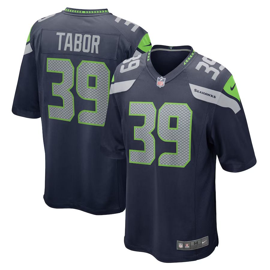 Men Seattle Seahawks 39 Teez Tabor Nike College Navy Home Game Player NFL Jersey